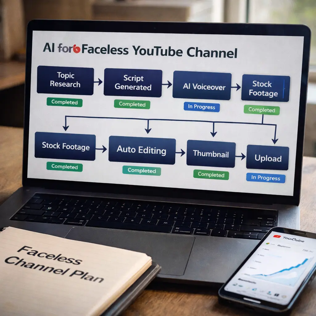 AI workflow for faceless YouTube